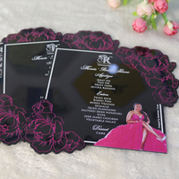 Tarjetas de Menú de Acrílico Negro con Impresión UV para Bodas