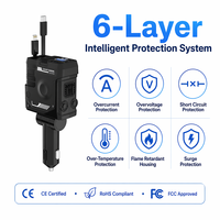Chargeur de voiture rétractable 4-en-1 120W PD, charge rapide, ports Type-C/USB, affichage numérique, matériau ignifuge, protection contre les courts-circuits