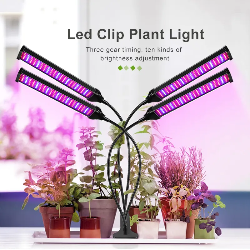 4 head 360 degree gooseneck 40w floor LED Grow Light with RF remote control and Tripod Stand