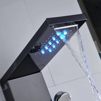 Panneau de douche thermostatique LED en acier inoxydable de haute qualité multifonction contemporain mural Massage par jet de pluie