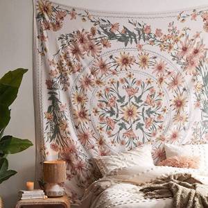 Tapiz de pared floral impreso personalizado moderno con marco poliéster lavable a máquina - Product Image 1