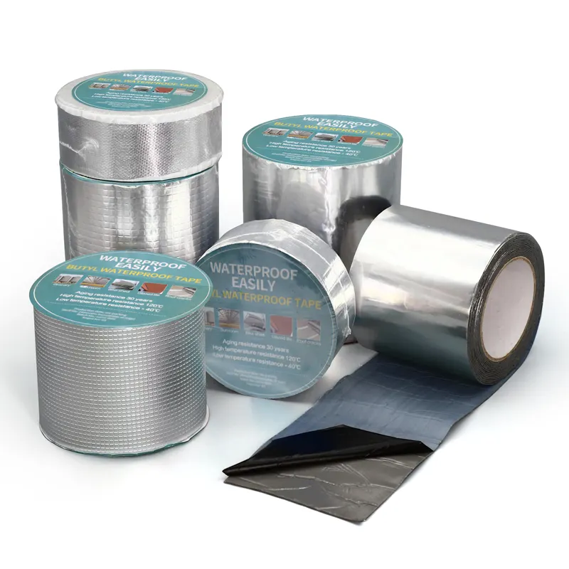 Aluminum Butyl Waterproof Membrane Tape aluminum foil butyl rubber tape for Concrete Roof Repair