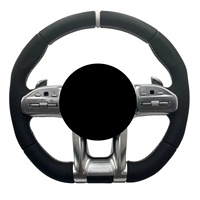 Volante Personalizzato in Fibra di Carbonio e Pelle Traforata a 4 Razze, Forma D, Nero, con Cuciture Personalizzabili, Prodotto da J Auto Factory