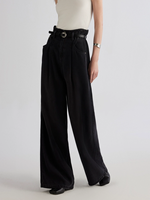 OEM OED Pantalon en denim à taille haute pour femmes Droit Respirant en coton avec logo brodé Tissé en relief Décontracté Bord à volants Taille