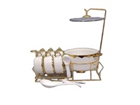 Ensemble de soupières, bols et cuillères personnalisés avec logo, ensemble de soupières en porcelaine de luxe avec support de rangement
