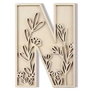 New Design 3D <b>Flowered</b> Layered Wooden Crafts Painting Capital Letters Sign Home <b>Wall</b> Decoration - Product Image 2