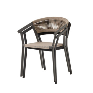 Alta carga duradera cuerda tejida al aire libre café silla comedor silla de jardín - Product Image 2