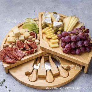 Planche à fromage rotative en bois Caoxian Dabao avec ensemble de couverts pour servir des en-cas et des fruits - Product Image 2