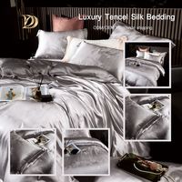 Set Sprei Sutra Tensel Jacquard 4-Piece, Sarung Selimut, 2 Sarung Bantal, Lembut, Bernapas, Langsung Dari Pabrik