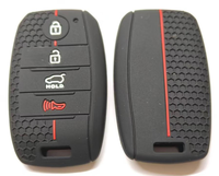Funda de Silicona Antideslizante para Llave de Coche, Compatible con la Serie Hyundai, Llave Remota Plegable de 3 Botones con Decoración de Línea Roja