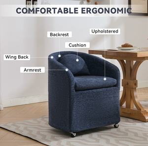 Fauteuil d'appoint moderne en tissu avec roulettes, design imperméable, pour la maison, le bureau, le salon, la chambre et l'hôtel - Product Image 3