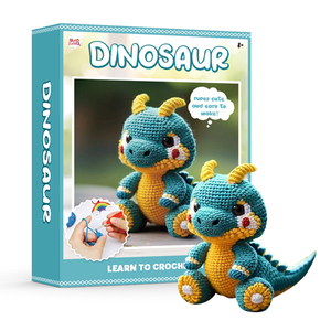 Dinosaur Crochet <b>Kit</b> for Beginners Crochet Animal <b>Kits</b> Learn to <b>Crocheting</b> Cute Starter <b>Kit</b> for Kids & Adults - Product Image 1