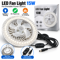 Station d'alimentation rechargeable compatible avec ventilateur LED de camping et lampe 15W, lampe de refroidissement portable pour l'aventure en extérieur et utilisation de secours