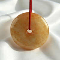 Pendentif de sécurité en jadéite jaune glace, Collier unisexe en jade en forme de donut, Chaîne de pull, Bijou