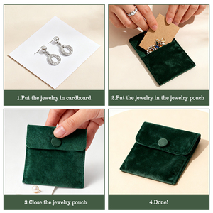 <b>Hot</b> Selling Velvet Jewelry Cosmetic Pouch with Snap Button Soft Protective Jewelry Make Up Storage <b>Bag</b> for Women - Product Image 4