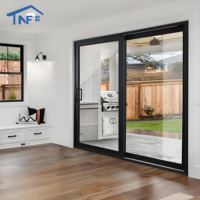 Puertas Corredizas Modernas de Vidrio LowE con Aislamiento Térmico, Marco de Aluminio, Doble Acristalamiento, Puerta de Bolsillo con Mosquiteras