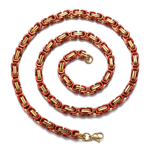 <span class=keywords><strong>Cadena</strong></span> bizantina para hombre de 6MM, <span class=keywords><strong>cadena</strong></span> gótica Punk Rocker Biker, <span class=keywords><strong>cadena</strong></span> pesada urbana, collar rojo de acero inoxidable PVD sin deslustre - Product Image 1