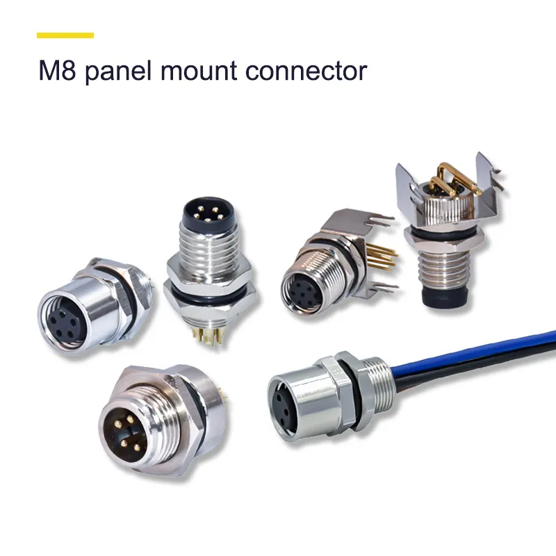 m5 m8 m12 m16 m23 connector cable 2 3 4 5 6 8 12 17 pin IP68 waterproof panel mount mold wire adapters connector