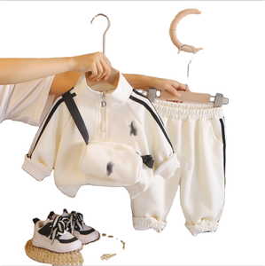 Ensemble pour petits garçons, nouvelle collection automne 2025, vêtements pour enfants, ensemble sweat à capuche, <span class=keywords><strong>sac</strong></span> à bandoulière pour bébé, ensemble deux pièces tendance - Product Image 1