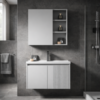 Mueble de Baño Suspendido de Estilo Europeo con Lavabo Integrado, Proveedor de Muebles de Baño Comerciales para Proyectos Inmobiliarios