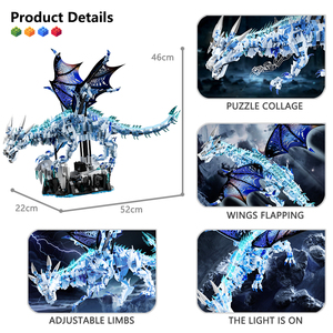 Ensemble de blocs de construction MJ 13093 Frost Giant Dragon, 1646 pièces, plastique éducatif, MOC, le dragon a les ailes qui battent, pour jouets, cadeau - Product Image 3