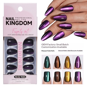 <span class=keywords><strong>Faux</strong></span> <span class=keywords><strong>ongles</strong></span> autocollants œil de chat à presser, forme amande, 32 pièces en boîte, vente en gros d'usine, produit transfrontalier très demandé - Product Image 2
