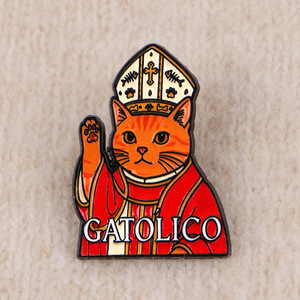 Divertente Spilla da Bavero Smaltata a Forma di Gatto Sacerdote Cattolico, Spilla a Forma di Gatto Religioso Cartoonesco <span class=keywords><strong>per</strong></span> Amanti dei Gatti e Regali Originali - Product Image 2