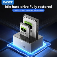 EAGET DE100 Dual Bay Hard Drive Docking Station USB 3.0 ke SATA Dengan Kloning Offline 2.5 3.5 Inch HDD SSD Duplikator untuk PC Laptop