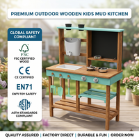 Cuisine extérieure en bois certifiée FSC pour enfants, cuisine de jardin, distributeur d'eau, accessoires de jardinage, respectueux de l'environnement, UPF