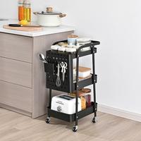 DIY Pegboard Huishoudelijke 3-laags Metalen Opbergwagen Organizer Rolbare Opbergkar voor Keuken Kantoor Huis