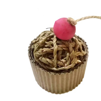 Jouet à mâcher pour petits animaux en paille tressée fait main, cloche en herbe, boule, jouet à mâcher pour lapin, hamster, jouet à mâcher pour cage de petit animal, décoration