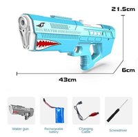 Pistolet à eau électrique Requin grande capacité longue portée étanche pour l'été, jouet de combat de plage extérieur pour adultes unisexe en plastique