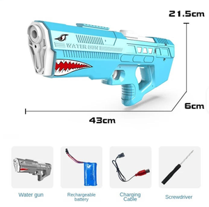 Pistola ad Acqua Elettrica a Forma di Squalo, Grande Capacità, Lunga Gittata, Impermeabile, Giocattolo Estivo per Battaglie in Spiaggia, per Adulti Unisex, in Plastica - Product Image 5