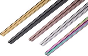 Palillos Chinos, Japoneses y Coreanos Personalizados de Acero Inoxidable Dorado con Logotipo Grabado con Láser - Product Image 2