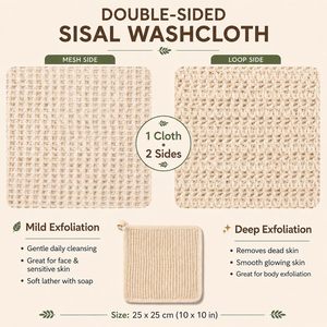 Chiffon de nettoyage personnalisé avec logo, en sisal naturel, serviette de salle de bain, lingettes multi-usages pour la maison, en lin, chanvre et coton - Product Image 2