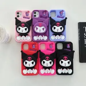 3D Kuromiฝาครอบโทรศัพท์สําหรับiPhone 12/12 Proยางซิลิโคนการ์ตูนน่ารักสาวเคสโทรศัพท์สําหรับiPhone 13 14 15 Pro Max