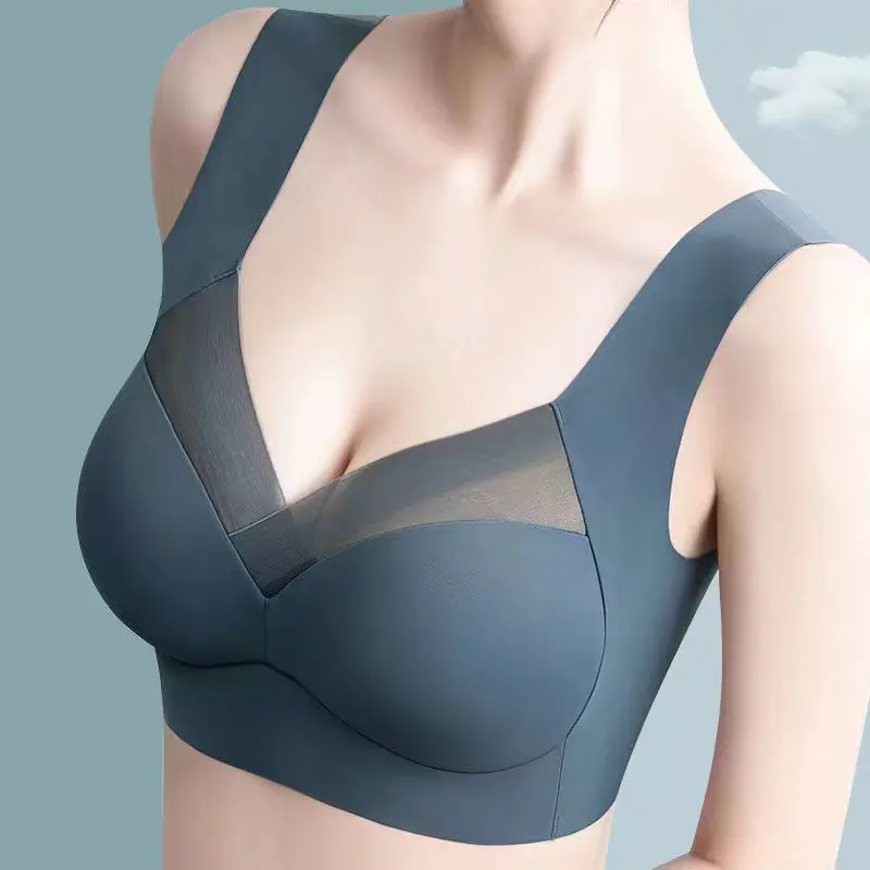 Ice Silk Top liền mạch của phụ nữ áo ngực kích thước lớn Hỗ trợ hàng đầu hiển thị nhỏ thoải mái không có vòng thép đồ lót Yoga tập thể dục ngủ vest