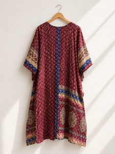 Oversized Handmade Vintage Kantha <b>Poncho</b> High low Top For Women 2 layer kantha Fabric Front pocket Reversible Oversized Kaftaan - Product Image 6
