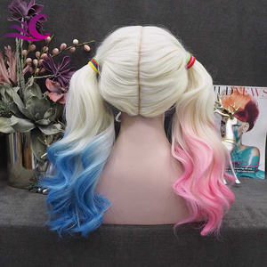 La moda celebrità 980quinn la macchina piena di colore rosa e blu cuce le parrucche sintetiche parrucche sintetiche in fibra ad alta temperatura - Product Image 3
