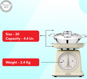 Poêle Triply Kadhai 30 cm en acier inoxydable 304 de qualité supérieure, idéale pour la friture, la sauté, le wok et l'utilisation quotidienne en cuisine - Product Image 5