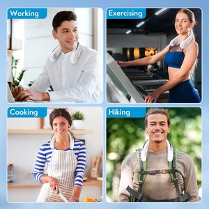 พัดลมคล้องคอแบบพกพาขนาดเล็ก ขายส่ง ชาร์จซ้ำได้ ดีไซน์ไร้ใบพัด เงียบ ปรับระดับได้ ใช้แขวนได้ ใช้ได้ทั้งบนโต๊ะและนอกสถานที่ รุ่นสาม - Product Image 6