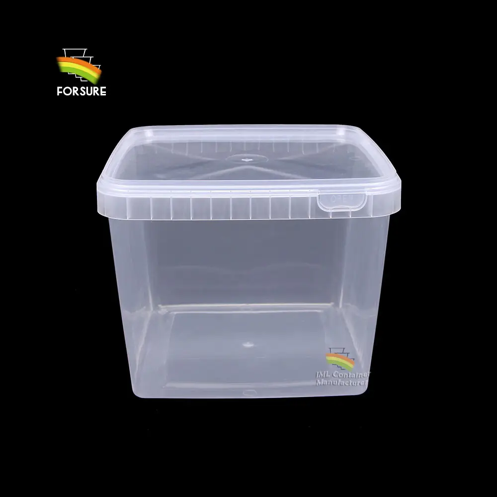 4 L Vierkante Ijscontainer Herbruikbare Voedselcontainer Doorzichtige Popcornbakjes Plastic Koekjesverpakking Met Antidiefstalsluiting