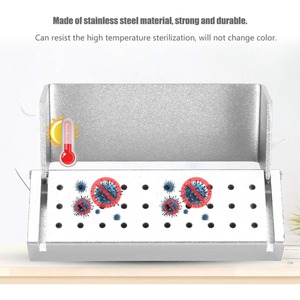 Estación de Desinfección Dental para 30 Fresas, Organizador de Fresas con Tapa, Caja de Desinfección de Aluminio Autoclavable - Product Image 4