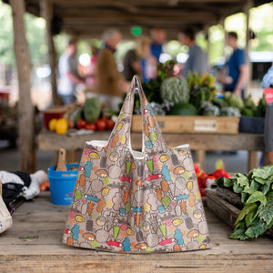 Sac à provisions portable écologique de grande capacité pliable à pois moyens Nouveau stock avec motif de lettres en polyester - Product Image 4