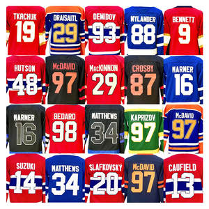 Maillots <span class=keywords><strong>de</strong></span> <span class=keywords><strong>hockey</strong></span> sur glace pour jeunes cousus en gros 19 Tkachuk 97 McDavid 93 Demidov 34 Matthews 97 Kaprizov 98 Bedard 14 Suzuki - Product Image 1