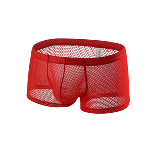 Özel erkek Fishnet iç çamaşırı külot Mesh şeffaf şeffaf Low Rise Boxer külot iç çamaşırı - Product Image 2