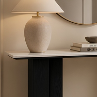 Table console moderne en pierre frittée, plateau en marbre de 11 mm, structure en bois massif, table d'appoint pour entrée, couloir, salon