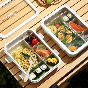 Japanese Style <b>Large</b> Capacity Sealed PP 5 Compartment Lunch Box Microwave <b>Safe</b> Bento Box With Cutlery - Product Image 2