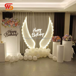 Ailes d'ange métalliques SMS pour scène de mariage, accessoires lumineux à LED, ailes d'allée, décoration de fond de mariage - Product Image 1