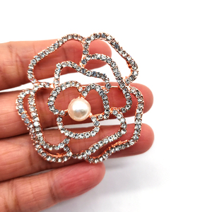 Rhinestone Flower Rose trang trí may mặc váy Phụ Kiện Trâm Pear hạt trâm cài cho phụ nữ mỹ trang sức cưới - Product Image 2